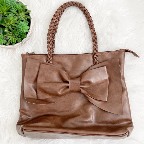 Altar’d State Brown Leather Bow Shoulder Bag Purse - Picture 2 of 15